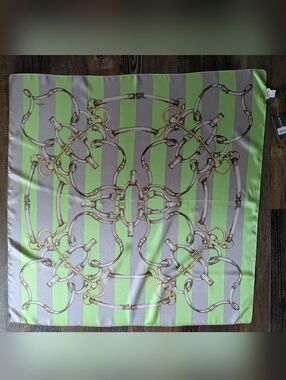 NWT Echo Green & Gray Silk Square Scarf